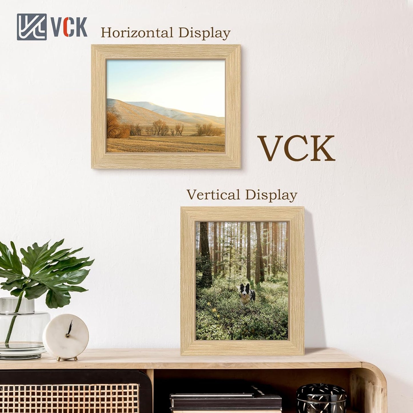 VCK 8x10 Oak Wood Frame for Picture, Natural Solid Wood Photo Frames 3 Pack, Wall Gallery Frame