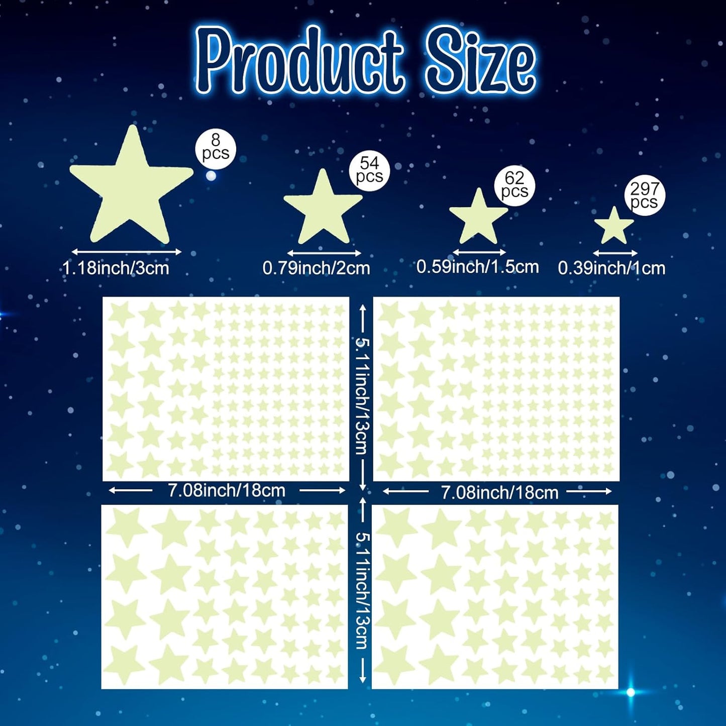 421 Pcs Glow Stars Ceiling Stars, Glow in Dark Space Planet Starry Sky Shining Decoration Perfect Universe Wall Decals for Boys Girls Kid Bedroom Living Room Decor Nursery Christmas Gifts