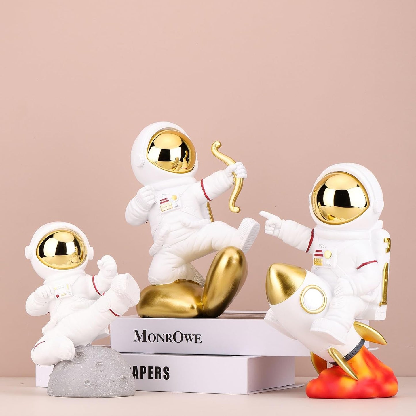 Astronaut Decor,Astronaut Rocket Figurines and Sculptures,Astronaut Figurine Space Themed Bedroom Decor,Desktop Decor,Shelf Decor,Gifts for Space Lovers,the Astronaut Jin Figurines,Space Decor Gifts