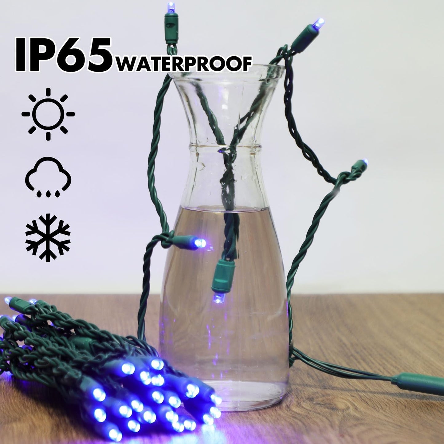 600LED (12pk of 50L) String Lights,LED Christmas Lights, 6" SPACING,Green Wire,Blue