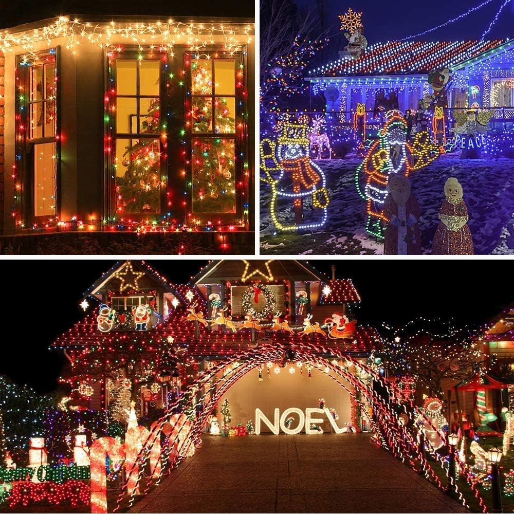 AmyHomie Halloween Lights Outdoor, 300LED Multicolor Christmas Lights with 8 Lighting Modes, End to End Connectable Fairy String Lights for Indoor Outdoor Christmas Decoration