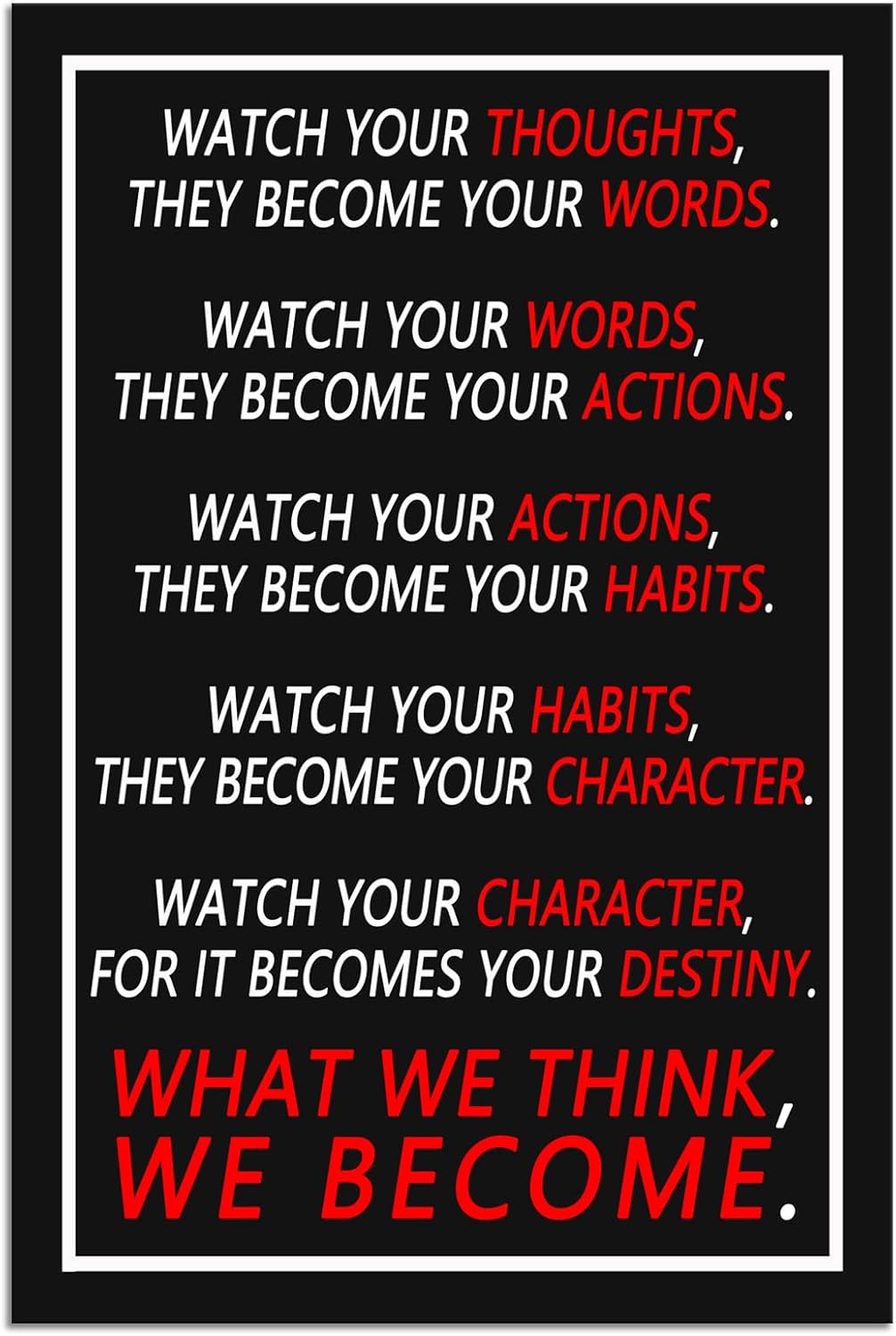 Inspirational Wall Art Home Wall Decor Watch Your Thoughts Motivational Poster Modern Canvas Paintings Prints Wall Artwork Office School Decor Stretched and Framed Ready to Hang [12''Wx 18''H]