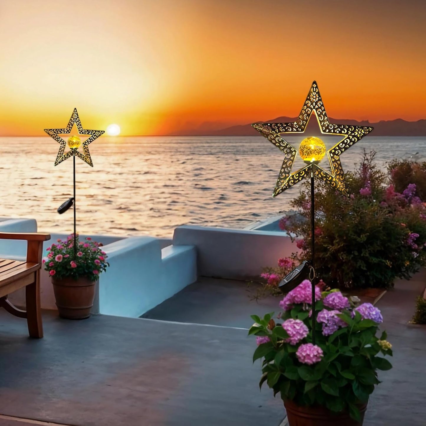 TAKE ME Star Solar Lights Garden Outdoor Decor Waterproof Metal Solar Stakes Lights for Patio Yard Walkway Lawn Patio Mothers Day Garden Gifts Mom Wife Grandma