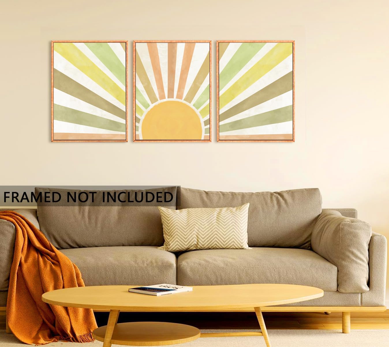 Marllifenney Boho Sun Canvas Wall Art Posters Sun Rising Wall Decor Pictures Sunshine Geometric Line Paintings Prints Home Decor for Living Room Bedroom Office 12x16 Inch Unframed