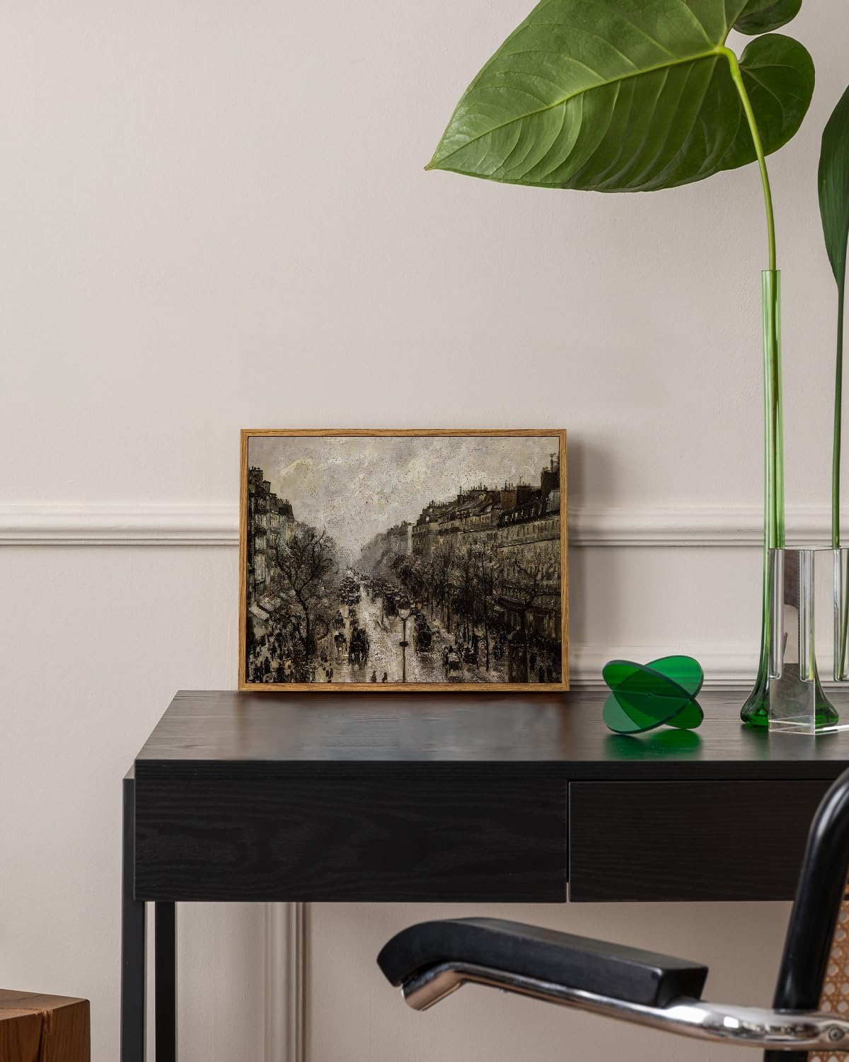 VIYYIEA Framed Canvas Wall Art Home Decor for Living Room Classical Cityscape Artwork Wall Decorations Vintage Oil Painting Prints Parisian Street Wall Decor Bathroom Wall Pictures Farmhouse 9x11in