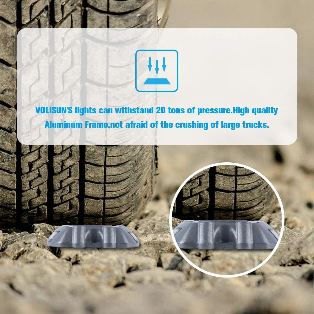 VOLISUN Solar Deck Lights, 12-Pack Led IP67 Waterproof Outdoor Warning Step Lights for Driveway, Sidewalk, Garden Pathway, Yard (Warm White)