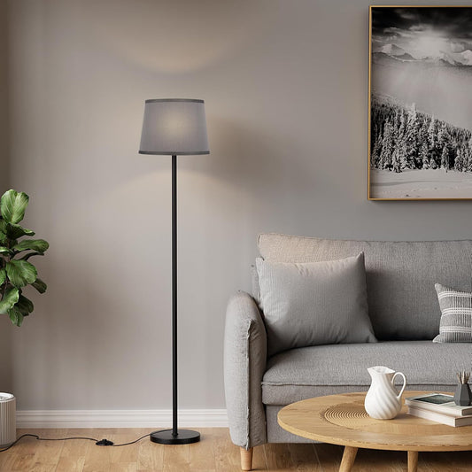 【Upgraded Floor Lamps for Living Room, Modern Floor Lamp with Remote Control, Dimmable Colors Temperature Standing Lamp Foot Switch, 9W Bulb Tall Lamps for Bedroom Office Kid Room - Grey