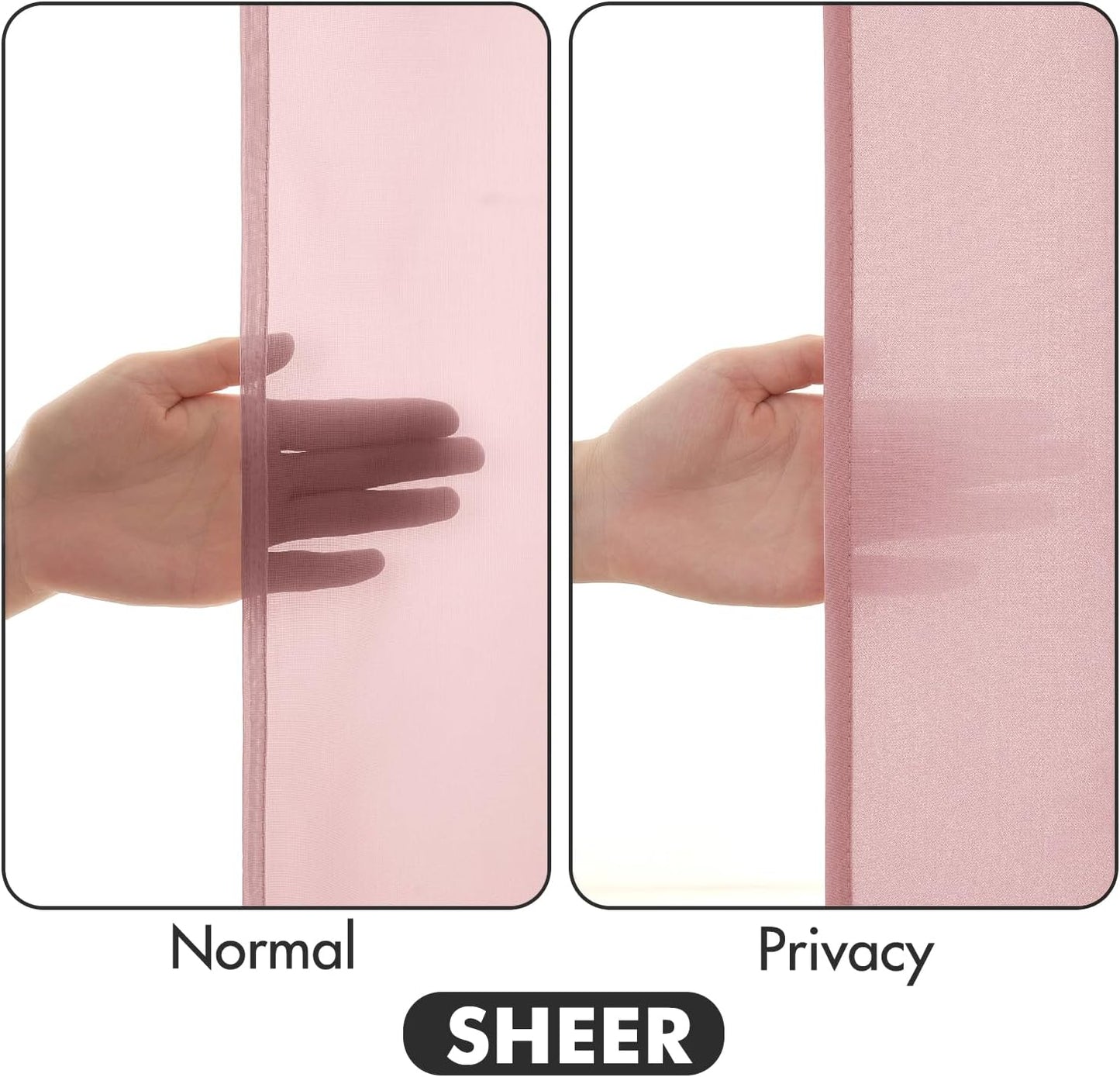 MIULEE Baby Pink Privacy Sheer Curtains That Let Light in 90 Inches Long Non-See-Through Semi Sheer Curtain Light Filtering Window Curtains Drapes for Living Room Bedroom 2 Panels Set 42 X 90