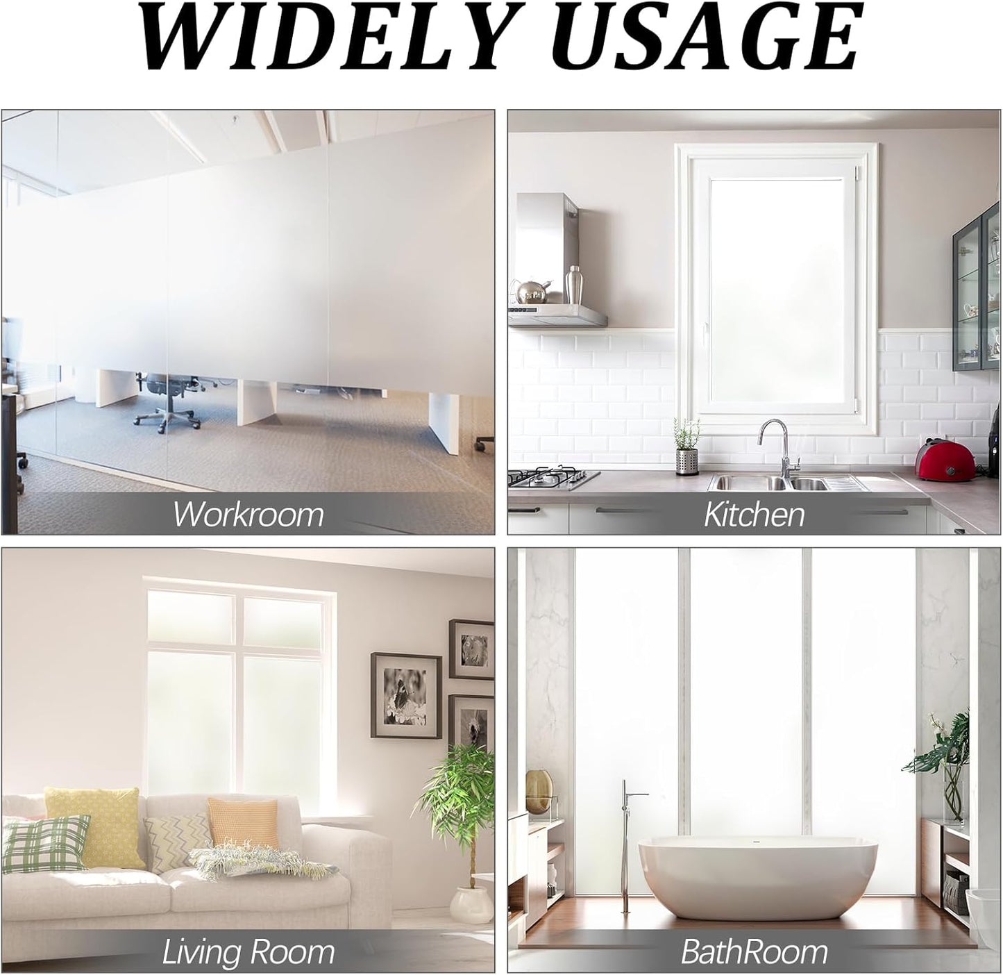 Window Privacy Film, Frosted Glass Static Cling Non-Adhesive Window Cover for Bathroom UV Sunlight Blocking Heat Control for Home Decorative Frosting Pure Matte White Size 23.6 x 78.7 Inches