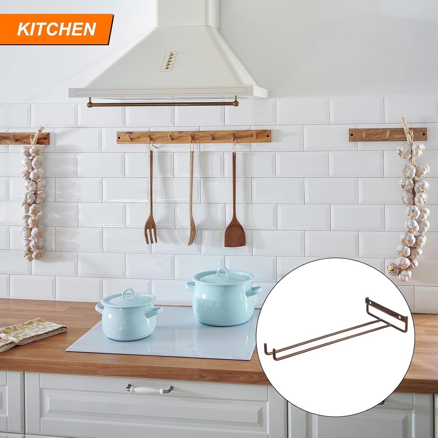 uxcell 5Pcs Wine Glass Rack, 10.43 Inch Iron Wine Glasses Rack Under Cabinet Stemware Rack - Wall Mountable Wine Glass Holder Storage Hanger for Bars Coffee Restaurants Kitchens, Bronze