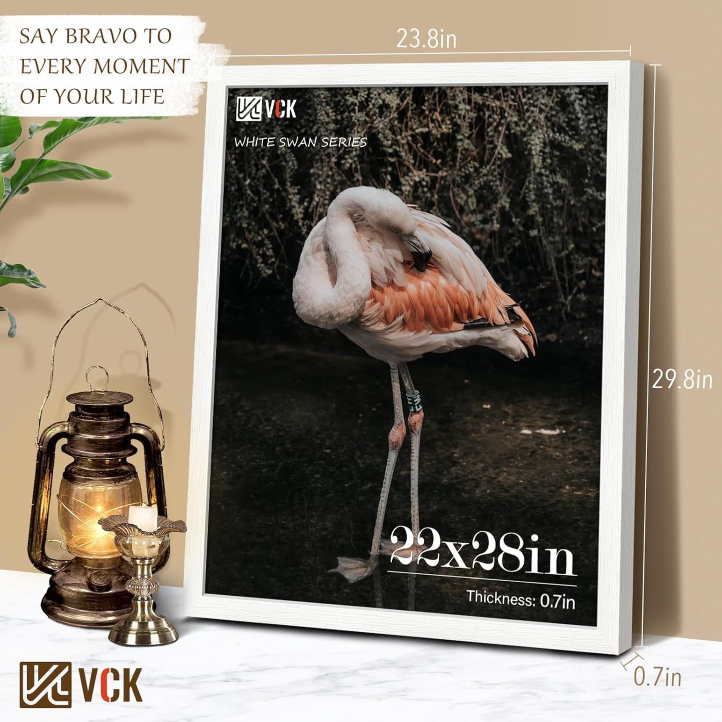 VCK 22x28 Poster Frame Set of 3 - White,Solid Wood Picture Frames, Textured Exclusive Wall Gallery Frame