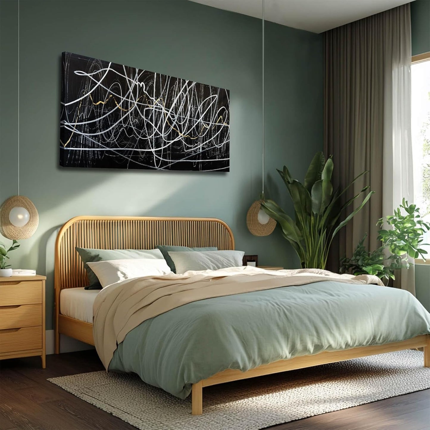 CHUDANHAO Minimalist Canvas Wall Art for Living Room Pictures Wall Decor Graffiti Home Decor Black And White Print Art Abstract Wall Paintings 24"x48"