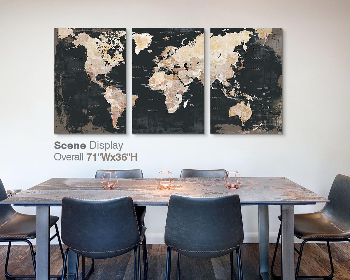 Black and White Wall Art for Living Room Map Office Wall Decor for Bedroom Modern Artwork for Wall Oversize Large Decor for Kitchen