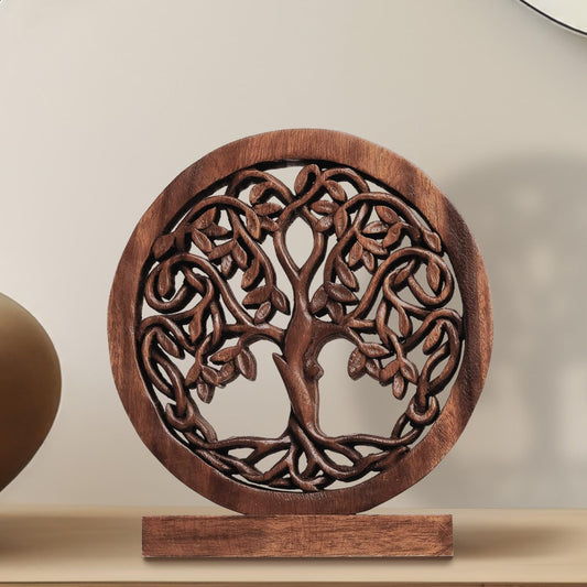 Decozen Solid Wood Tree of Life Sculpture - Home Decor, Living Room, Boho, Shelf, Coffee Table, Centerpiece Table Decorations, Mantle, Dining Table Centerpiece, Bathroom Shelf, Entryway, Farmhouse