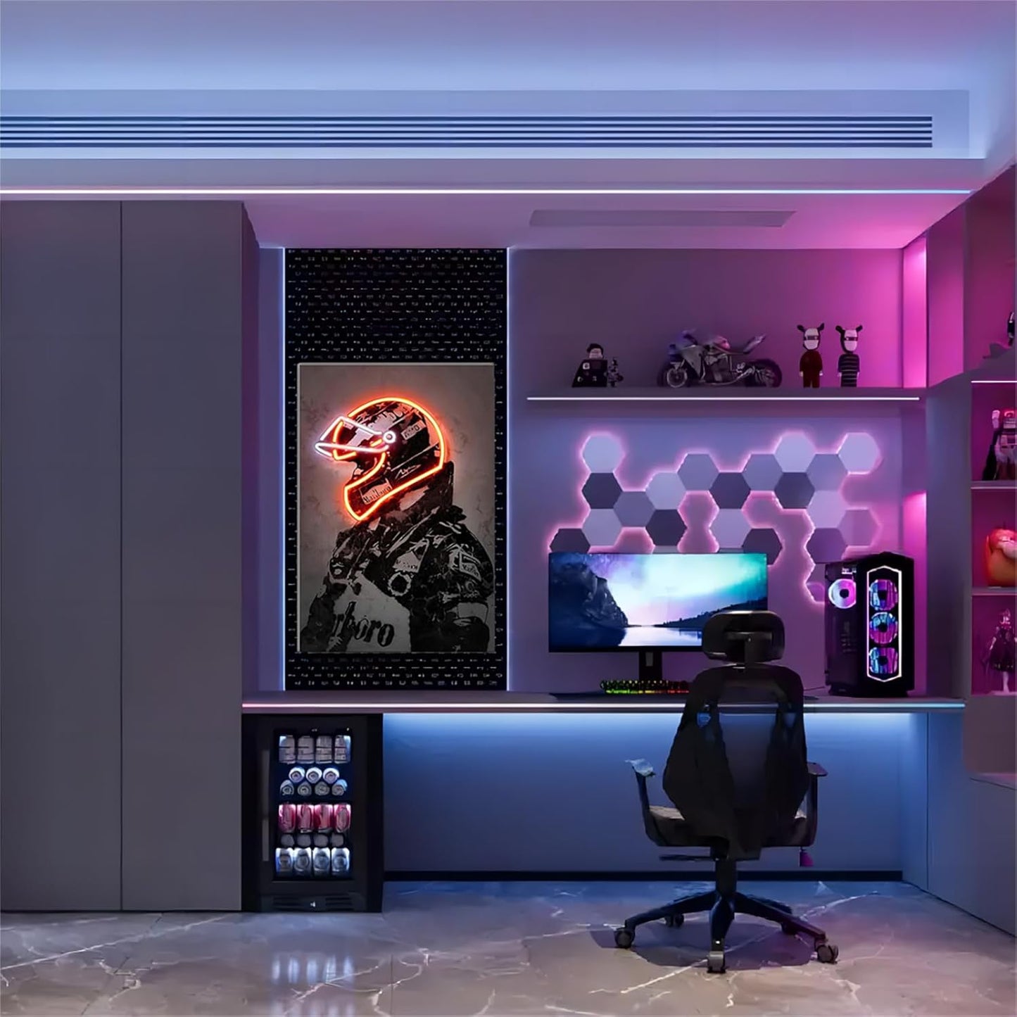 Sorventina Racing Superstar Canvas Prints Racer Driver Poster - Car Wall Art Sports Room Decor Neon Racing Posters for Living Room Bedroom Bar Home Decor Aesthetic, Wrapped Canvas(16x24, Red)