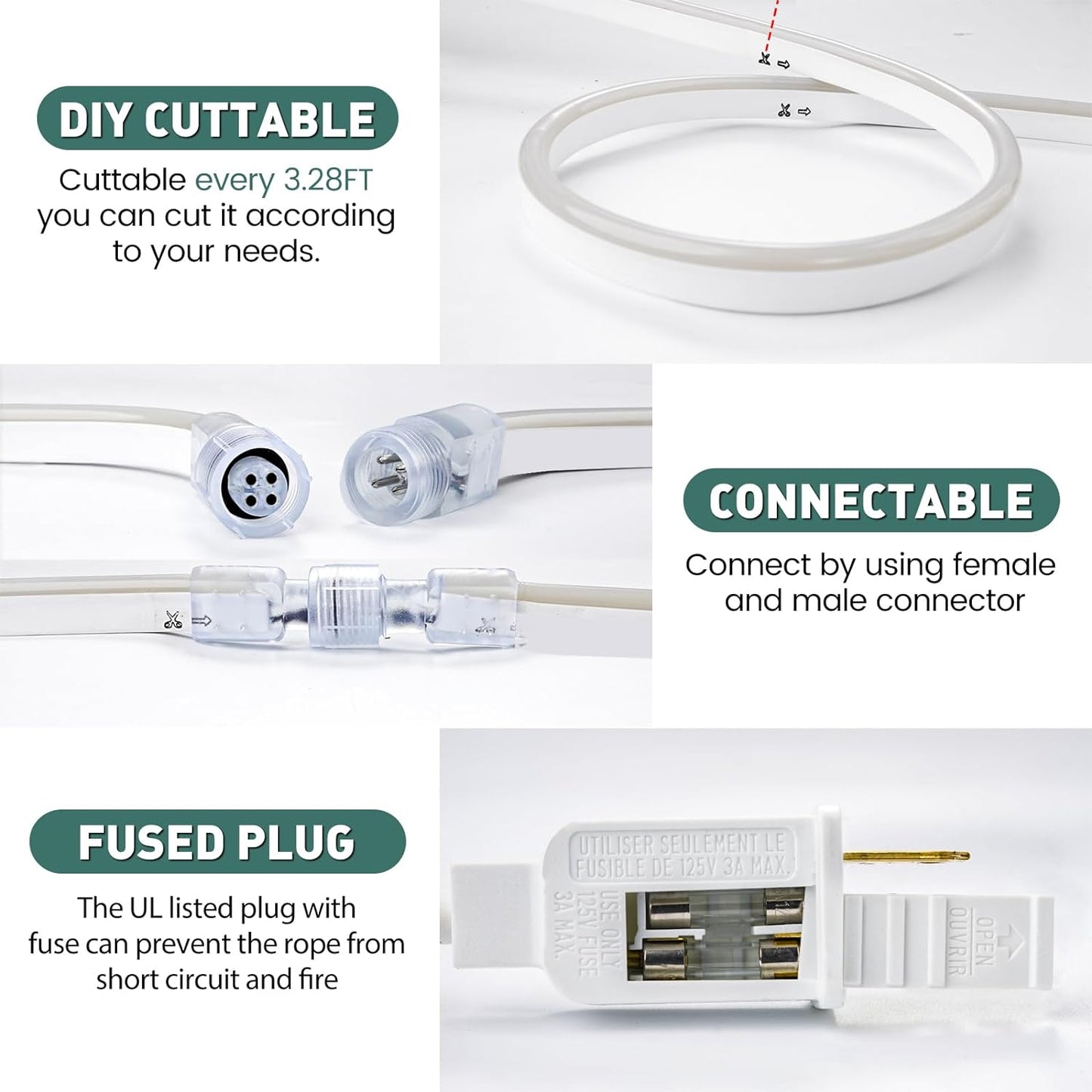 GZBtech RGB LED Neon Rope Lights 82FT/25M, AC 110-120V Waterproof Color Changing LED Rope with Remote Controller, Dimmable Multi Color Neon Rope Lighting for Indoor Outdoor Commercial Use