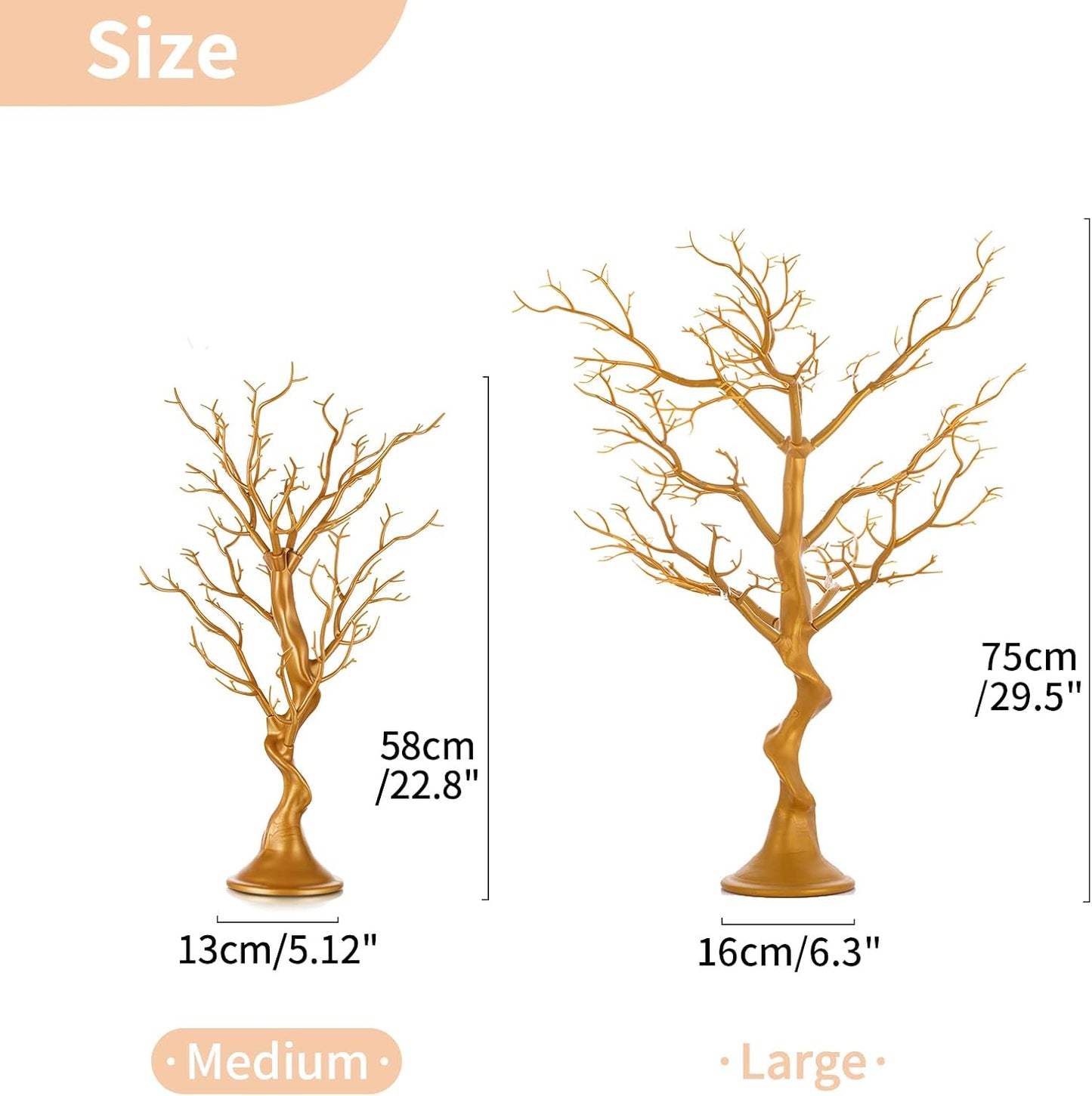 Nuptio Gold Christmas Tree Branch Artificial 22.8 inch Tall Manzanita Tree Centerpiece Wedding Centerpieces for Tables, Decorative Ornament Display Tree Branches for Decoration Weddings (1 Pc)