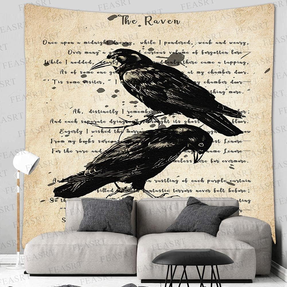 The Raven Tapestry Gothic Rustic Home Wall Tapestry, Large 90x100 Inches Soft Flannelette, Upgrading Dictionary Art Wall Hanging for Home Dorm GTQQAY1542