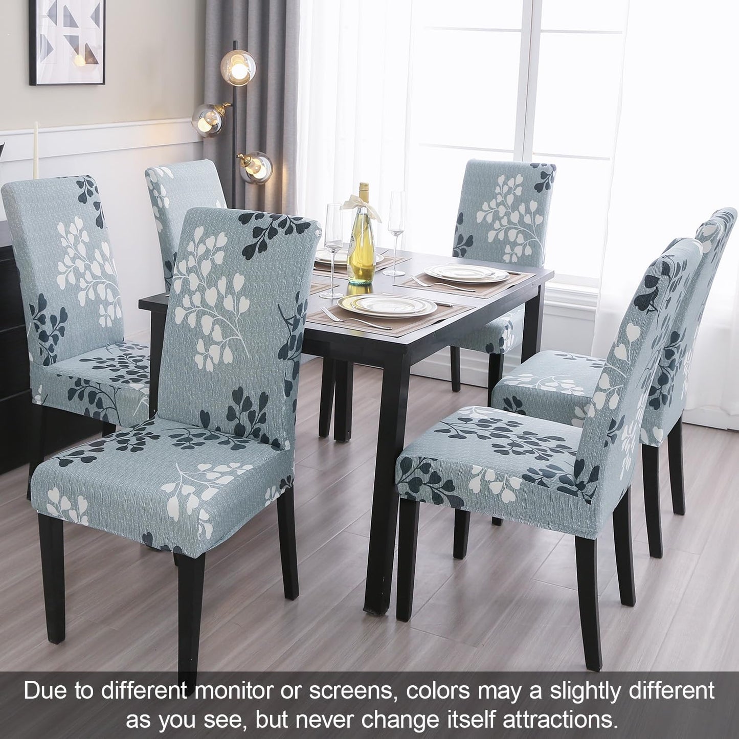 JQinHome Pattern Chair Covers for Dining Room Set of 4, High Stretch Removable Washable Parsons Chair Slipcover for Home Party Hotel Wedding Ceremony (Flower,4PCS)