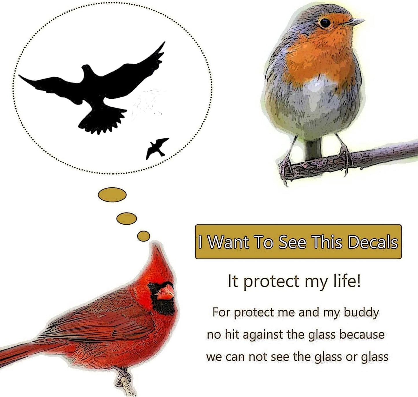 Anti-Collision Large Black Bird Shape Window Clings - Prevent Bird Strikes Double-Sides Window Stickers Decals for Glass Windows & Doors 16 Pieces in Total