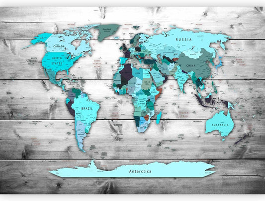 artgeist Premium Wall Mural World Map 79x55 in - XXL Non-Woven Wallpaper Fleece Wall Decor Photo Print Picture Image Design Home Map of The World k-B-0009-a-d