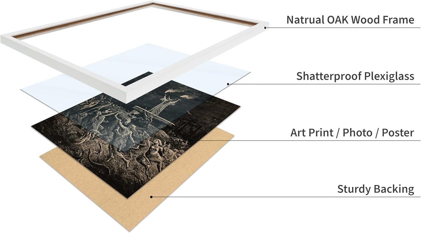 Poster Master Vintage Gustave Dore Poster - Retro Illustration Print - Gift for Gothic, Horror Fan - Dance of Sabbath, Witch, Magic, Spell - Wall Decor for Bedroom, Dorm, 8x10 White Framed