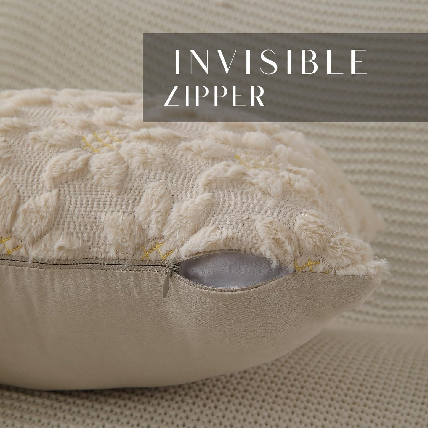 DFXSZ Spring Summer Pillow Covers 18x18 inch Set of 2 Farmhouse Decor Yellow Flower Heart Sunflower Beige Soft Plush Faux Fur Jacquard Throw Pillows for Sofa Holiday Spring Home Decor PTK024E18