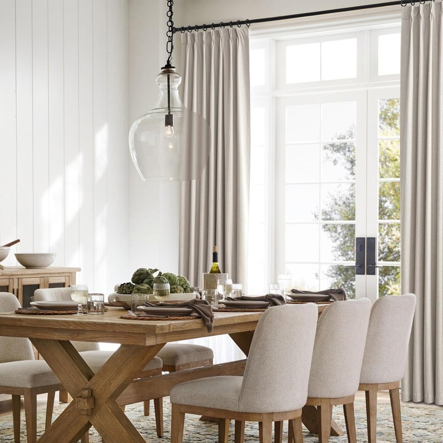 Short Black Out Curtains 48 Inch Long for Bedroom 48 Inch Length Window Treatments, Blackout Linen Boho Pinch Pleated Kitchen Thermal Drapes for Summer Heat Living/Bathroom (40"x48"2 Panels)