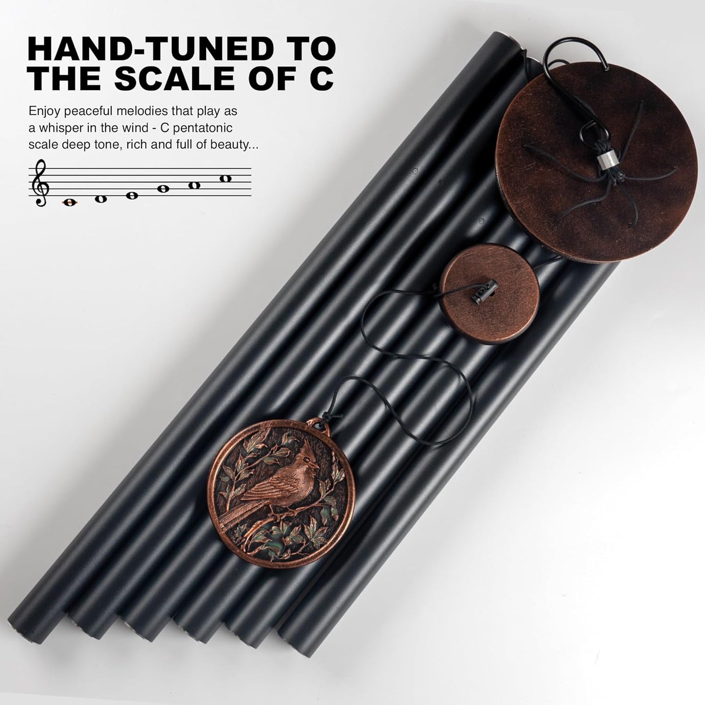 Vanquer Large Wind Chimes for Outside Deep Tone - 46'' Outdoor Clearance, Windchimes Outdoors, Memorial Wind Chimes, Sympathy Gift, Patio, Garden, Home Décor, Vintage Black (46" Cardinal)