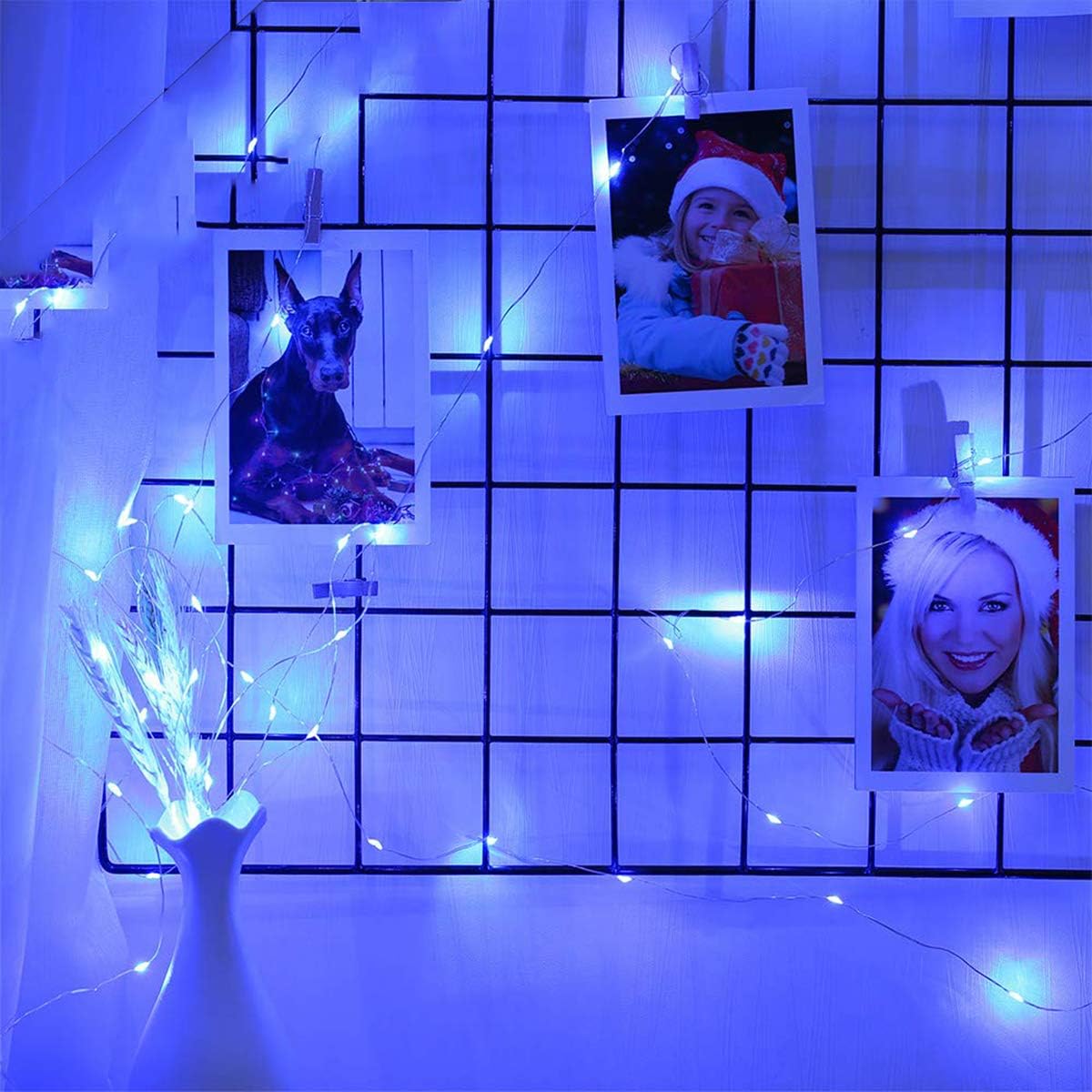 Led Fairy Lights Battery Operated, 4 Packs Mini Battery Powered Copper Wire Starry Fairy Lights for Bedroom, Christmas, Parties, Wedding, Centerpiece, Decoration (5m/16ft Blue)