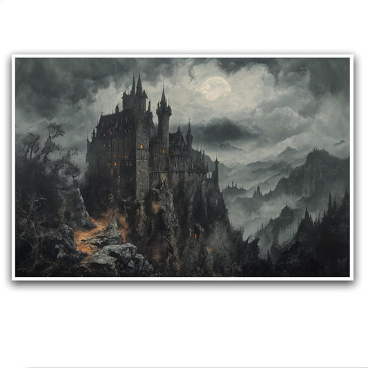 JFHCQJPK Vintage Castle Poster Dark Academy Victorian Gothic Castle Wall Art Poster Moody Mystical Art Print Suitable for Home Living Room Bedroom24x36in Frameless