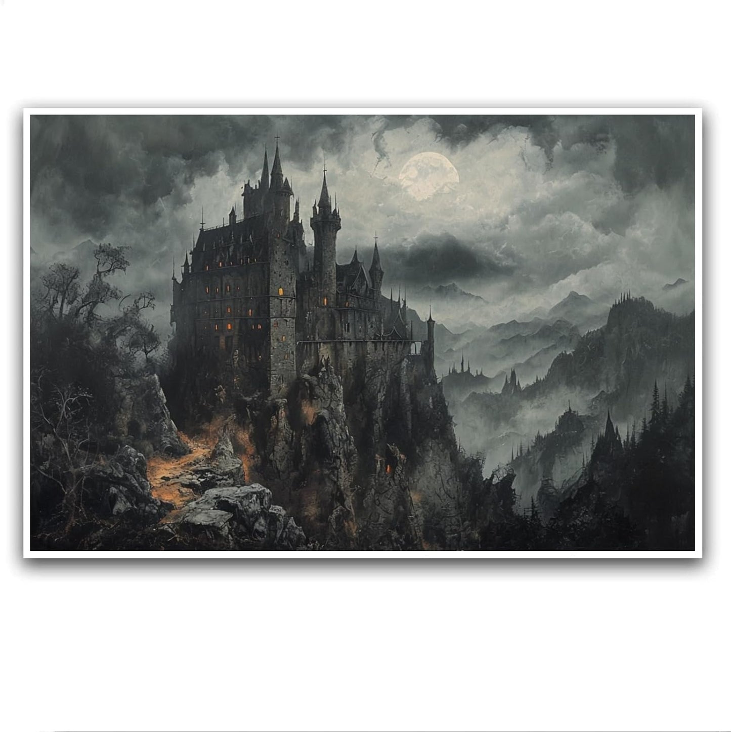 JFHCQJPK Vintage Castle Poster Dark Academy Victorian Gothic Castle Wall Art Poster Moody Mystical Art Print Suitable for Home Living Room Bedroom28x40in Frameless