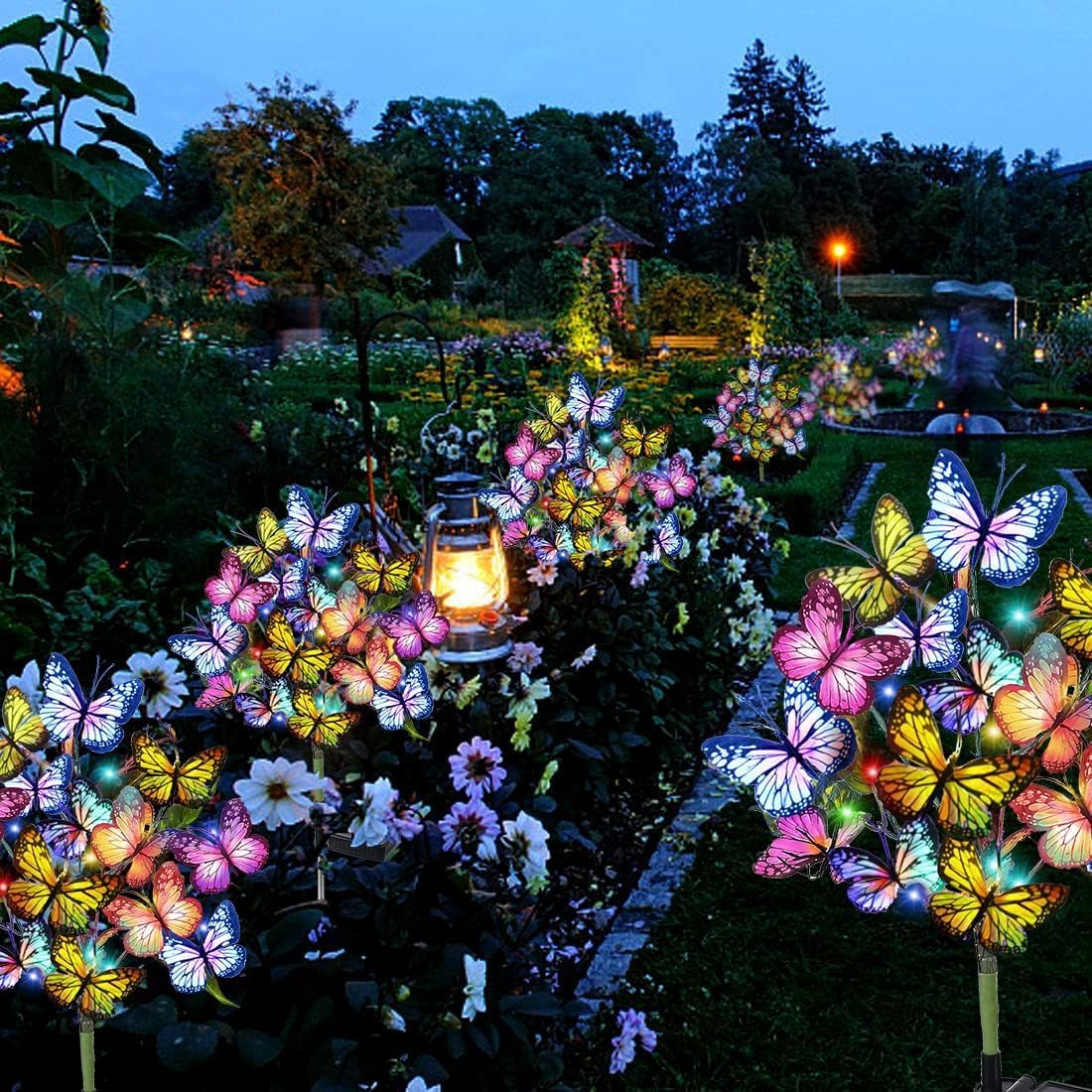 Solar Garden Lights Outdoor Waterproof Decorative Solar Lights Outdoor 8 Pack with 176 LED 136 Butterfly Flower Garden Decor Yard Decorations Patio Lawn, Gifts for Mother's Day Mom Women