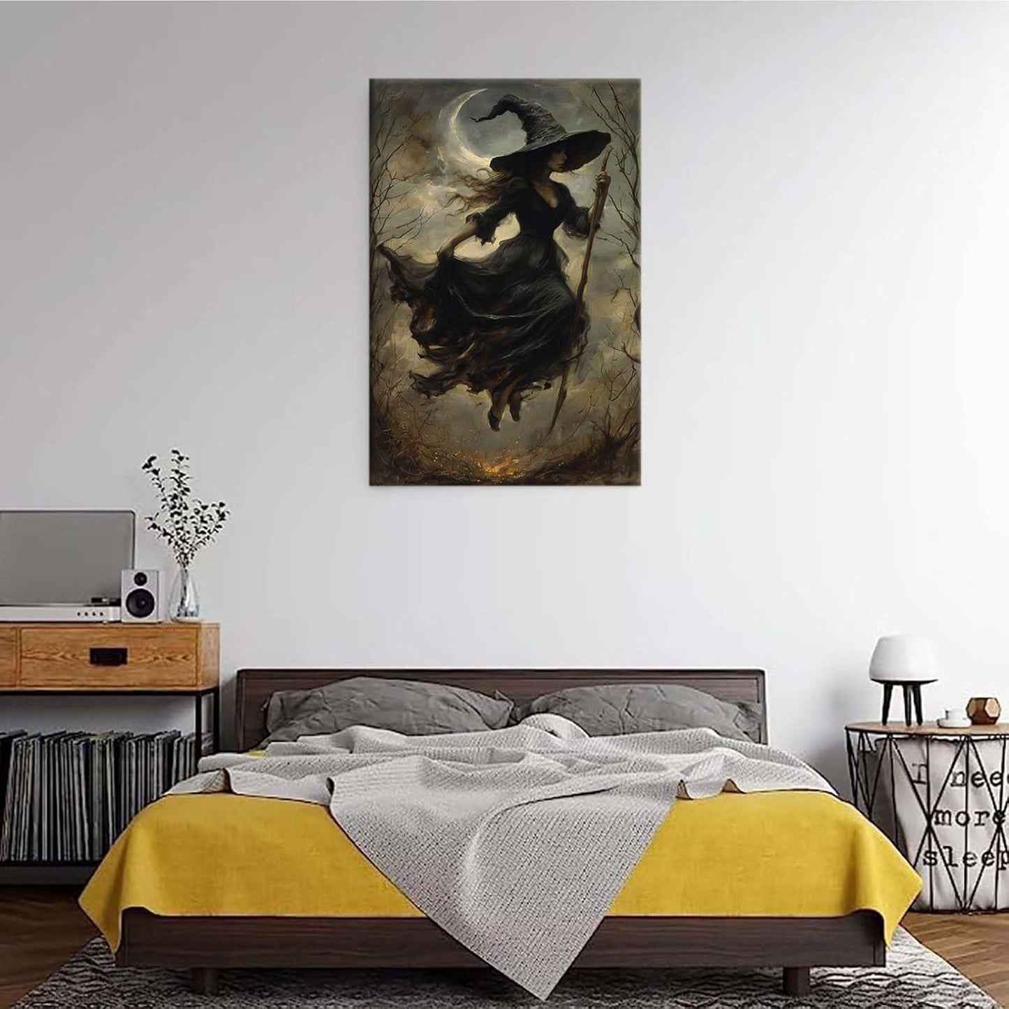 Witch in the Forest Halloween Print Wall Art Poster Witch Decor Vintage Print Dark College Wall Art Victorian Gothic Room Decor Canvas Wall Print20x30in Wood Framed