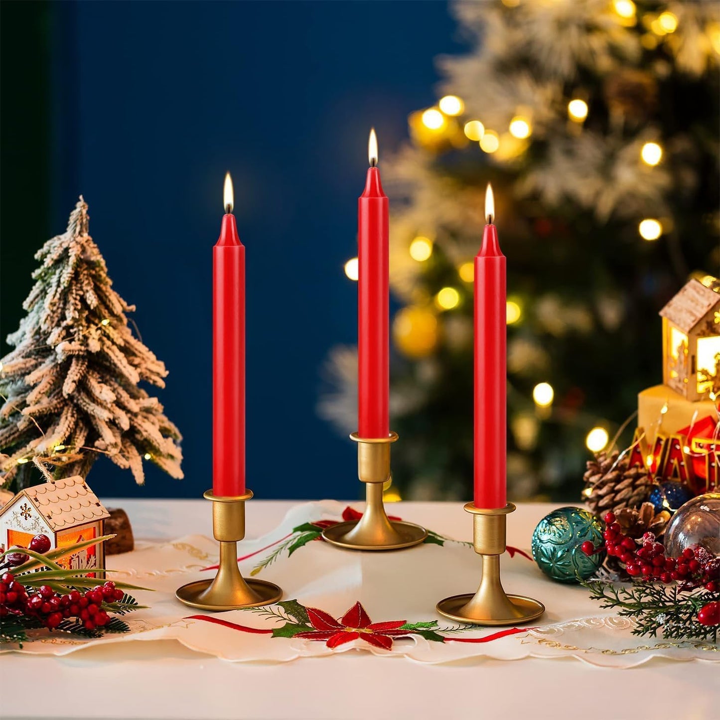 Red Candles Set of 40, 4" Red Spell & Chime Candles, Unscented Mini Taper Candle for Witchcraft, Wiccan Altar, Magic Tools, Rituals, Prayer, Meditation and Christmas Party Decoration