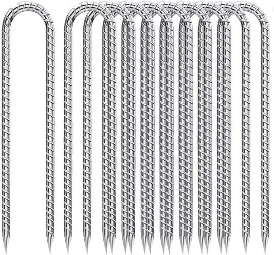Rebar-Stakes-12-Inch, Ground Stakes Heavy Duty U-Hook Galvanized Anti-Rust Heavy Duty Ground Anchors for Garden Dog Fence Chicken Coop Christmas Decorations Deer Fence 12pcs
