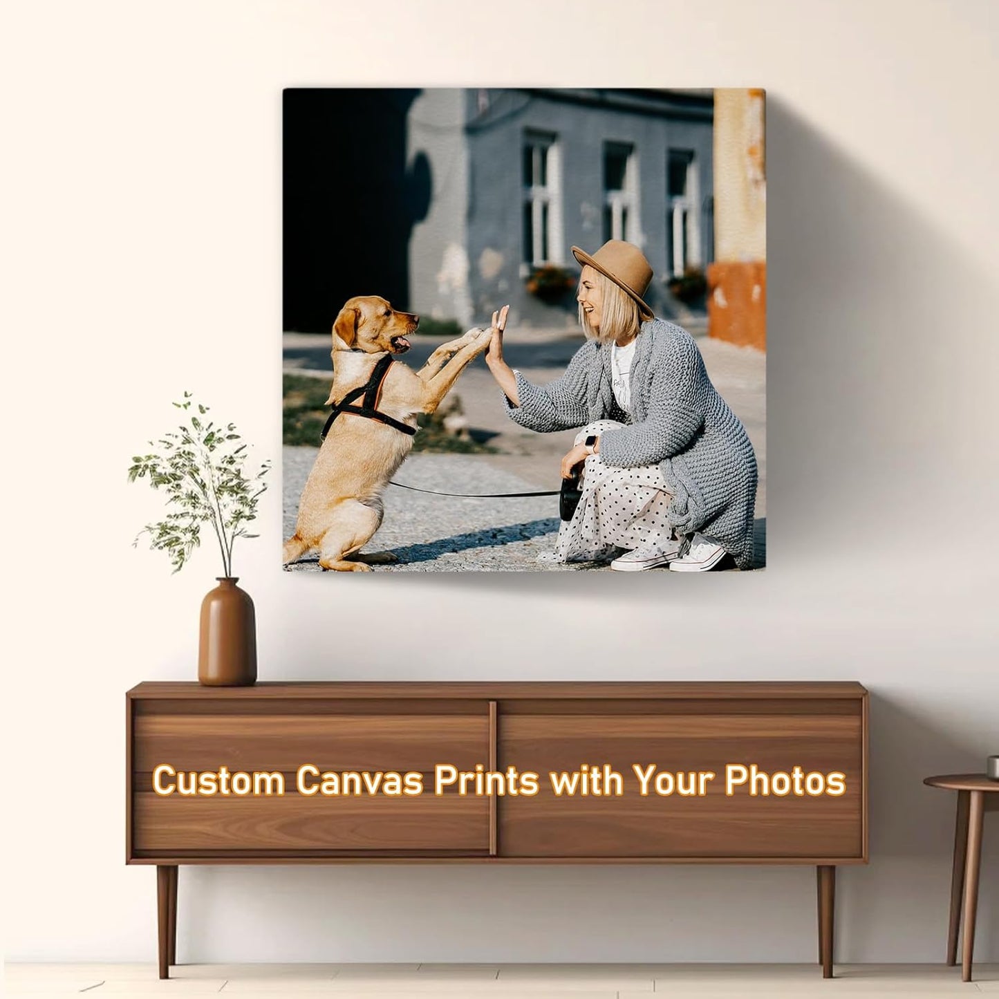 xzartdiy Custom Canvas Prints with Your Photos - Personalized Picture Print Customized Gifts for Family Home Office Wall Art Decor, Wrapped Canvas 24x24inch