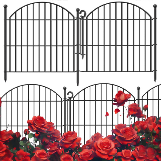 Decorative Garden Fence 24in (H) x20ft (L), 10 Pack No Dig Fence Animal Barrier for Dog with Lock, Arched Flower Bed Edging, Wire Border Panel Fencing for Yard Patio Outdoor Decor
