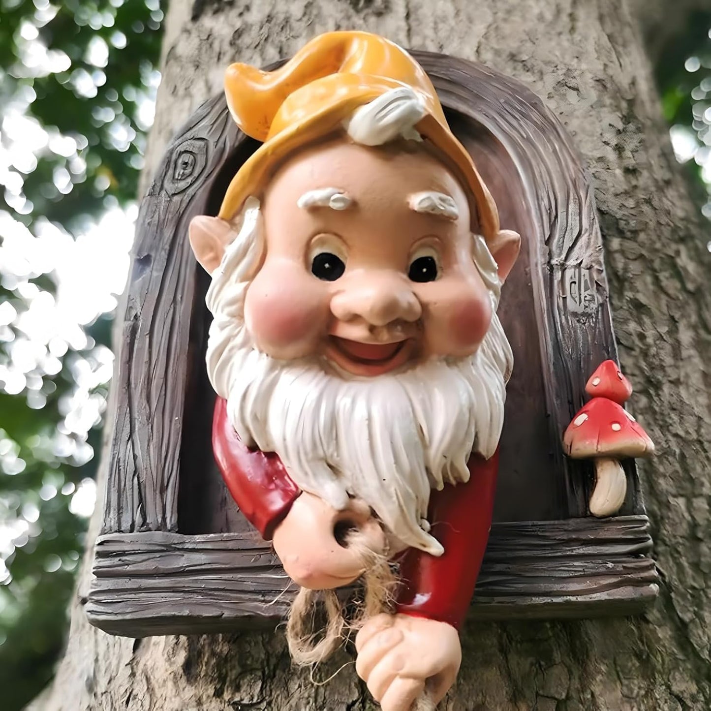 Climbing Gnomes Tree Faces Decor Outdoor for Yard, Adorable Gnome Elf Out Hugger Fairy Door Statue for Tree, Funny Garden Gnome Peeker Sculpture Yard Patio Art