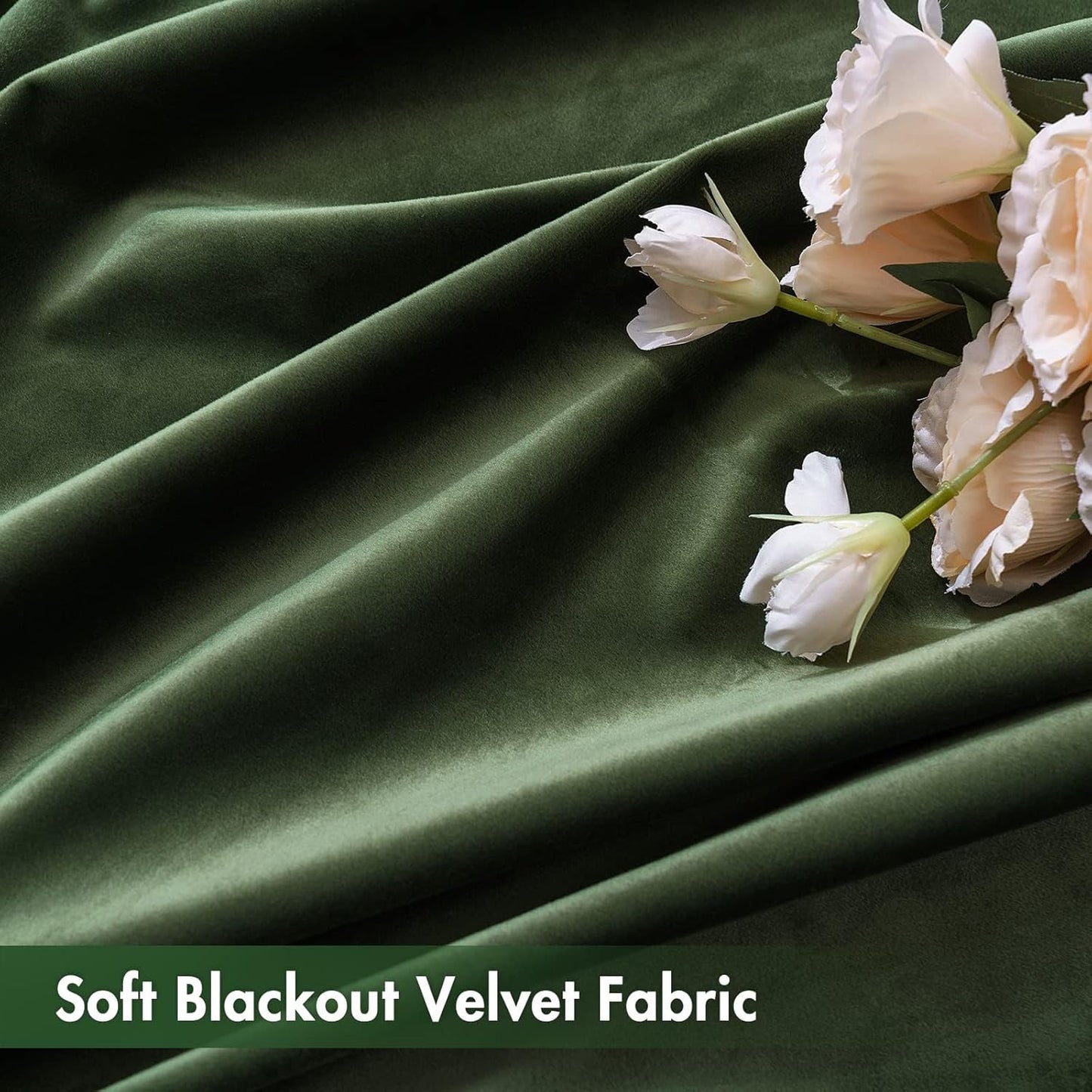 MIULEE Olive Green Velvet Curtains 84 Inches Long, Thermal Insulated Blackout Drapes for Bedroom Living Room Patio Door, Light Blocking Window Panels, Rod Pocket, Set of 2 W66 x L84