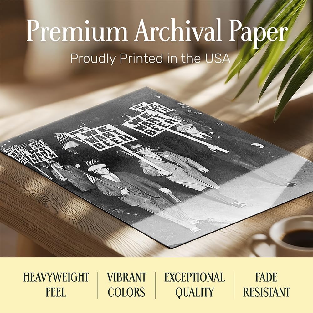 Prohibition We Want Beer Vintage Photo FRAMED - 8x10 Wall Art Decor for Home, Bar, Cafe, Dorm - Unique Funny Gift for Men - Unframed Picture Poster