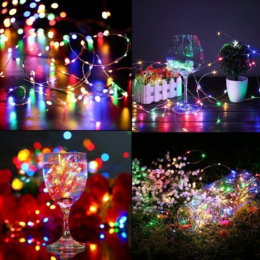 ANJAYLIA Fairy Lights, 10Ft/3M 30leds Multi Color LED String Lights Party Home Festival Valentine's Day Decorations Battery Operated Lights, RGB