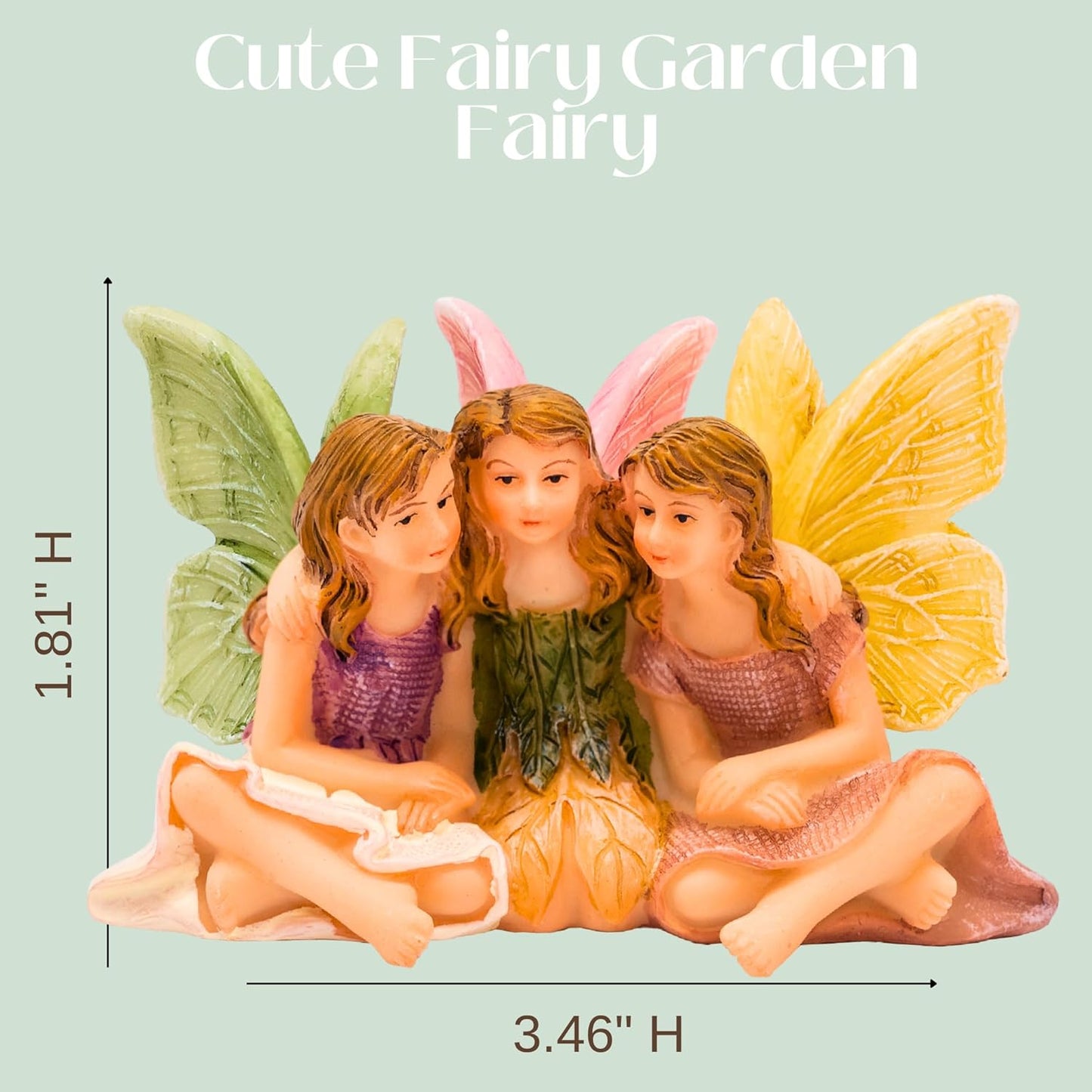 PRETMANNS Fairies for Fairy Garden - Accessories for an Outdoor or Indoor Miniature Garden – Adorable Hand-Painted Resin Figurines – 3 Sitting Sisters 1 Piece