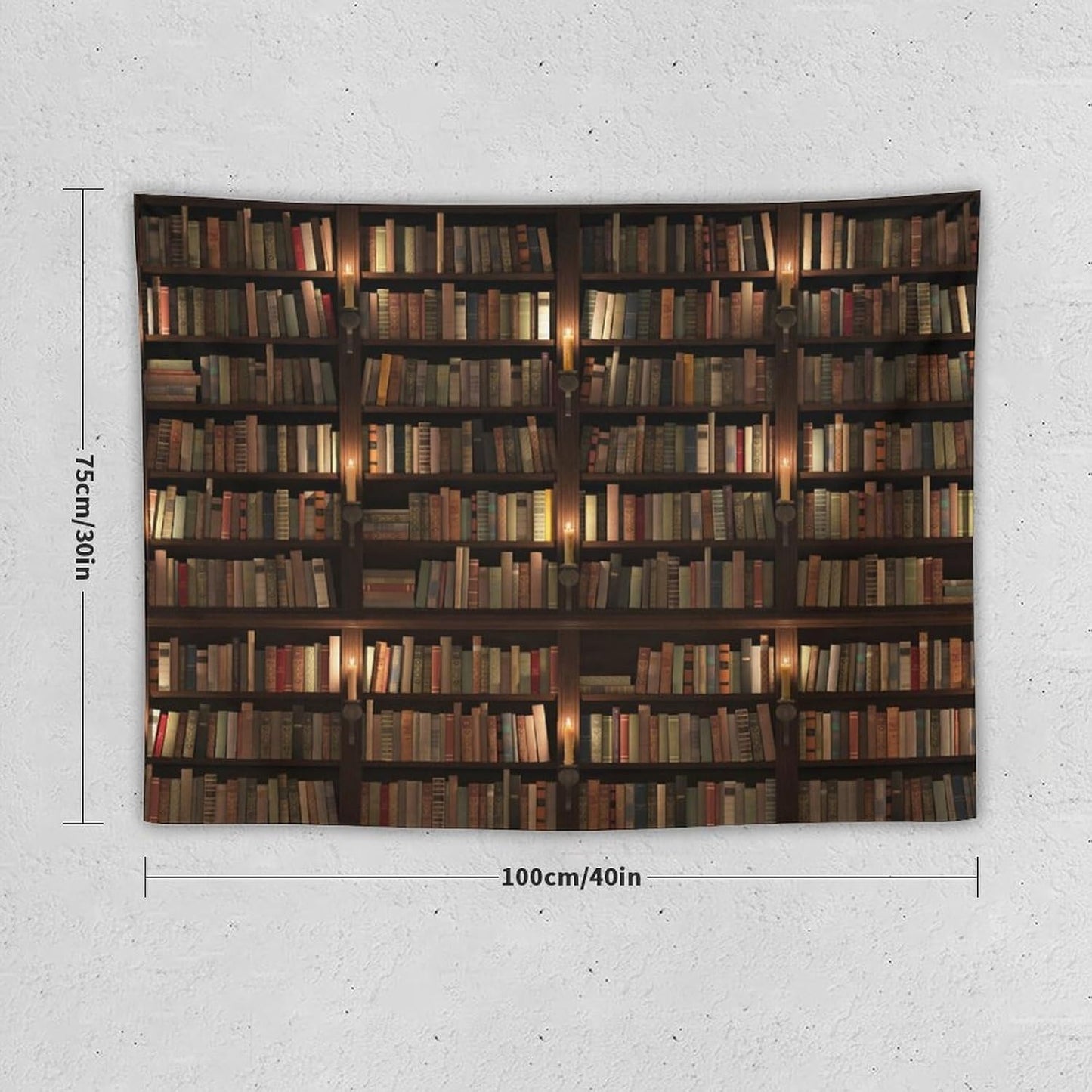 Kurtect Bookshelf Tapestry,Retro Library Bookcase Antique Mid Century Pattern Print Tapestries for Party Beach Picnic Blankets Tablecloths Living Room Wall Deocr, 30x40 in