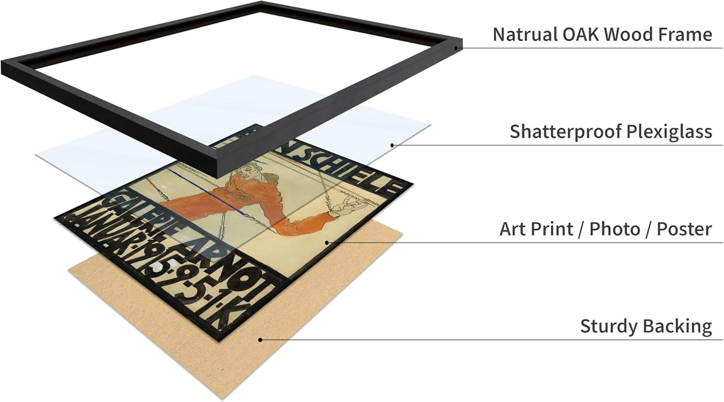 Poster Master Vintage Painting Poster - Retro Expressionism Print - Self Portrait as the Martyred St Sebastian - Gift for Artist, Friend - Wall Decor for Home, Office, 8x10 Black Framed