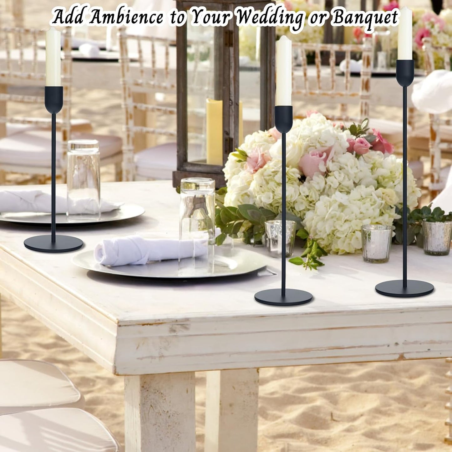 18 PCE Black Candle Holders Set, Vintage Taper & Pillar Candle Sticks for Wedding, Dining Table, Fireplace Mantel, Elegant Home Decor, Housewarming Gift, Festive Centerpiece