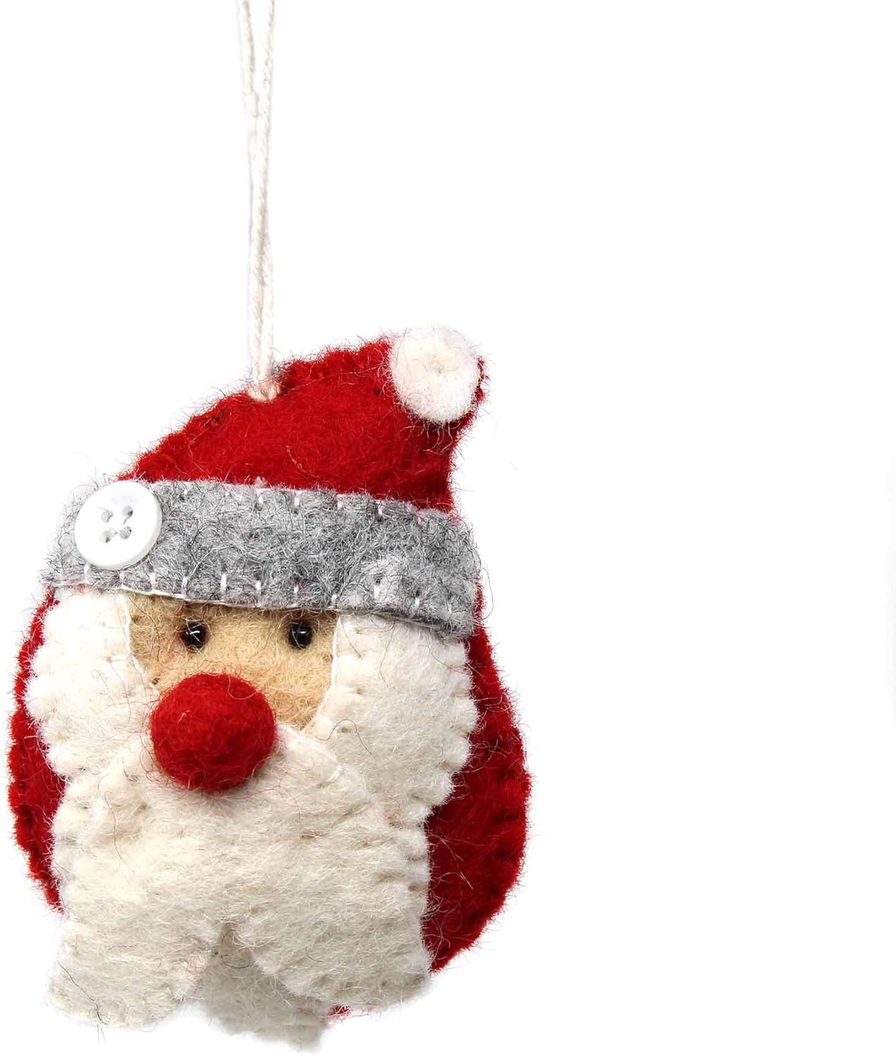Hand Crafted Wool Felt Christmas or Winter Ornaments from Nepal, Santa (GLG60037-01)
