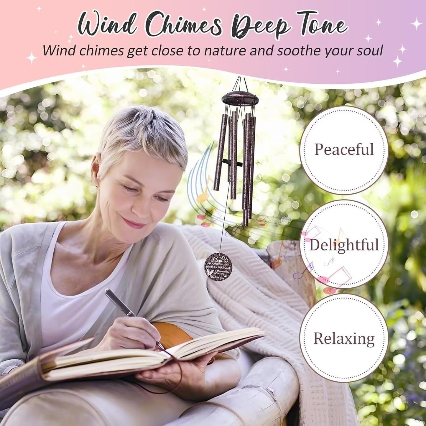 Gifts for Mom, 25''Wind Chimes, Mother Birthday Gifts for mom from Daughter Son, Mothers Day, Thanksgiving, Christmas Day Gift Ideas for Love Rreminder