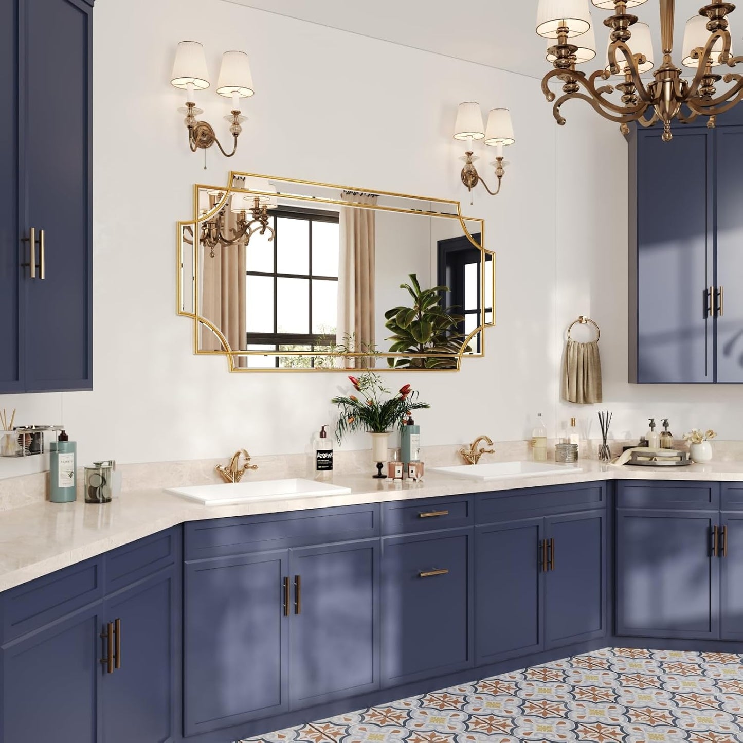 Kelly Miller 24"x48" Large Gold Mirror for Wall, Gold Traditional Wall Mirror Art Decorative Mirror Beveled Full Length Mirror Home Decor for Bathroom Living Room Bedroom Kitchen Farmhouse Entryway