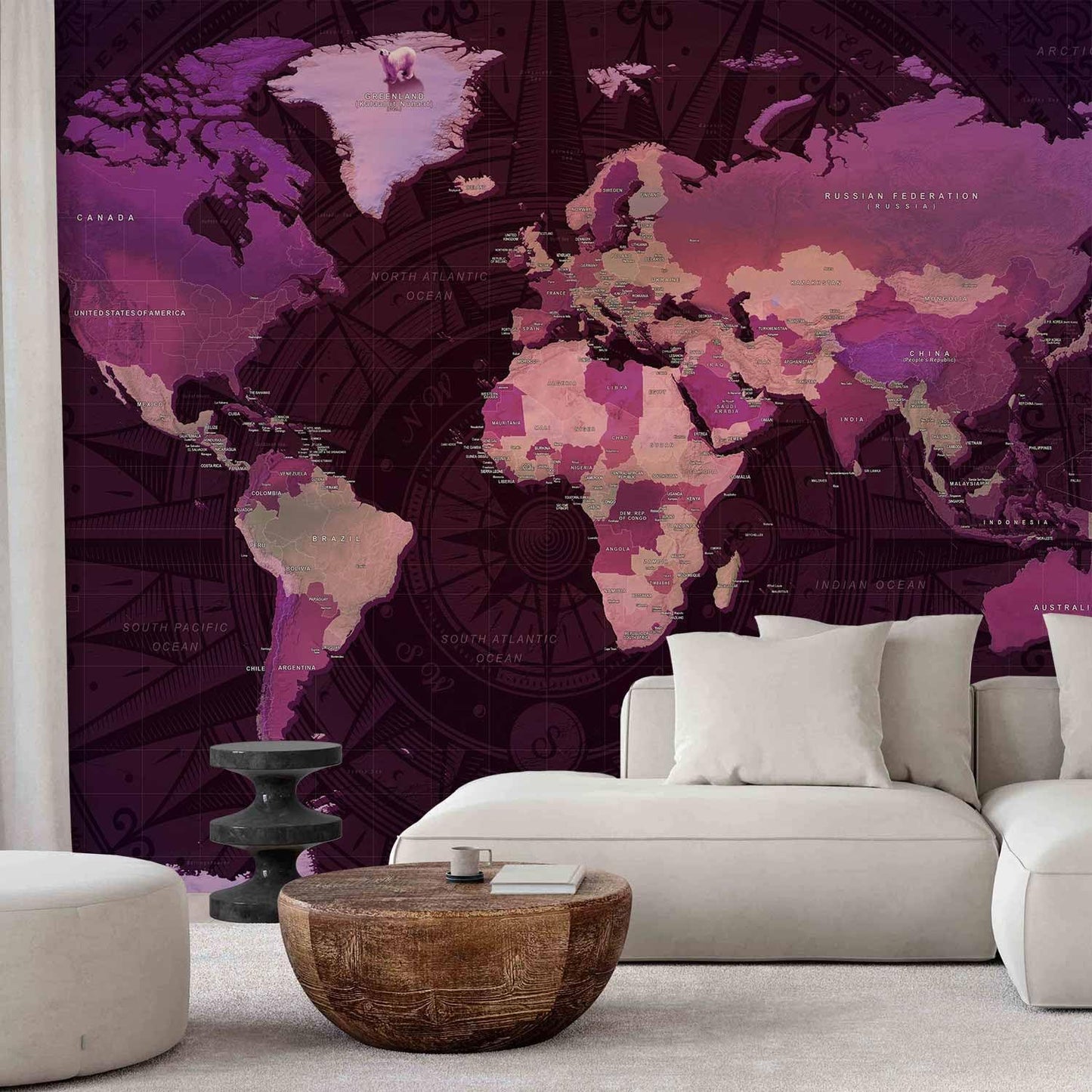 artgeist Wall Mural World Map 79x55 in - XXL Non-Woven Wallpaper Fleece Wall Decor Photo Print Picture Image Design Home Map of The World k-A-0273-a-a